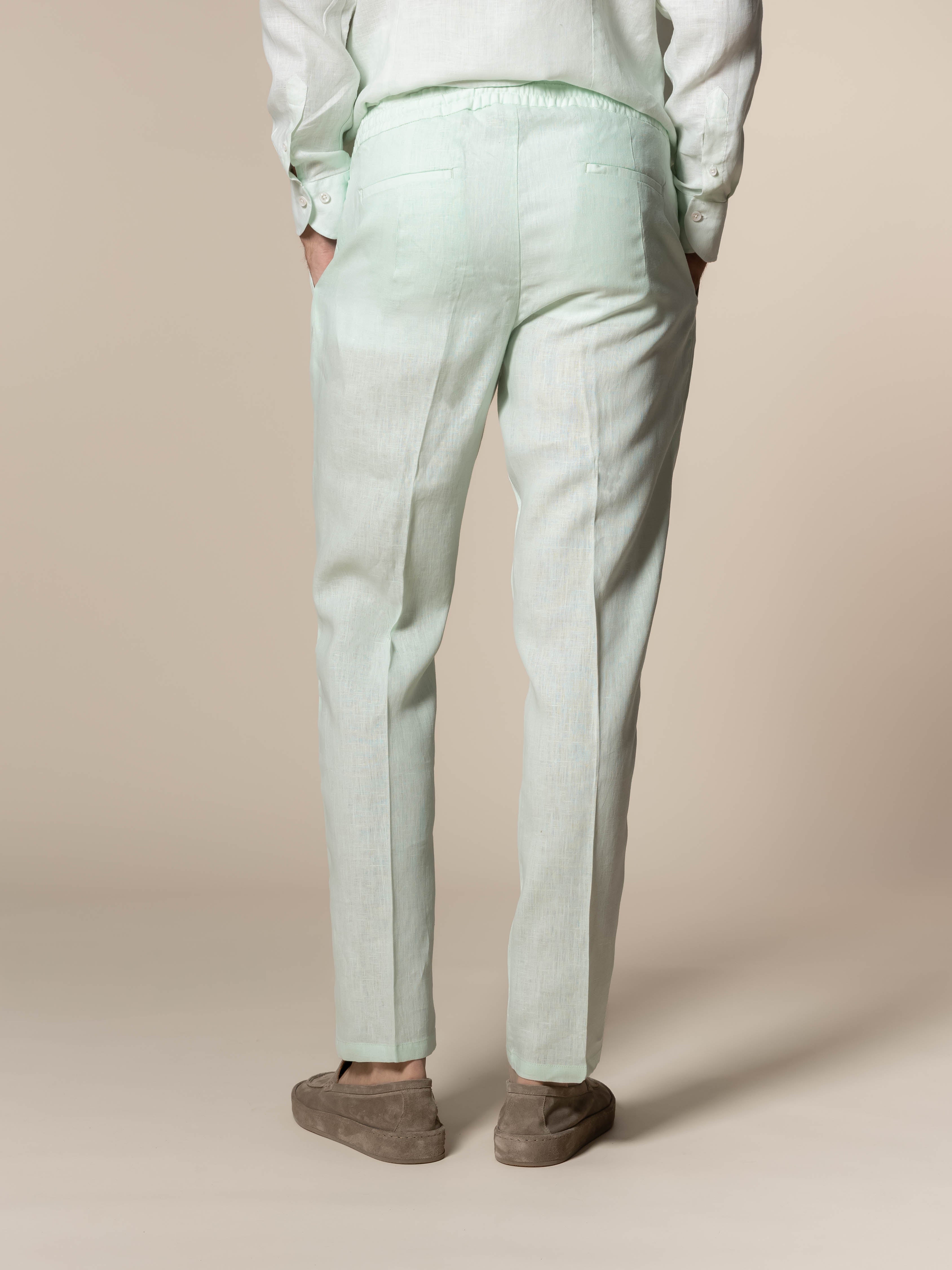 LeClub™ | Light Aqua Linen Seaside Trousers