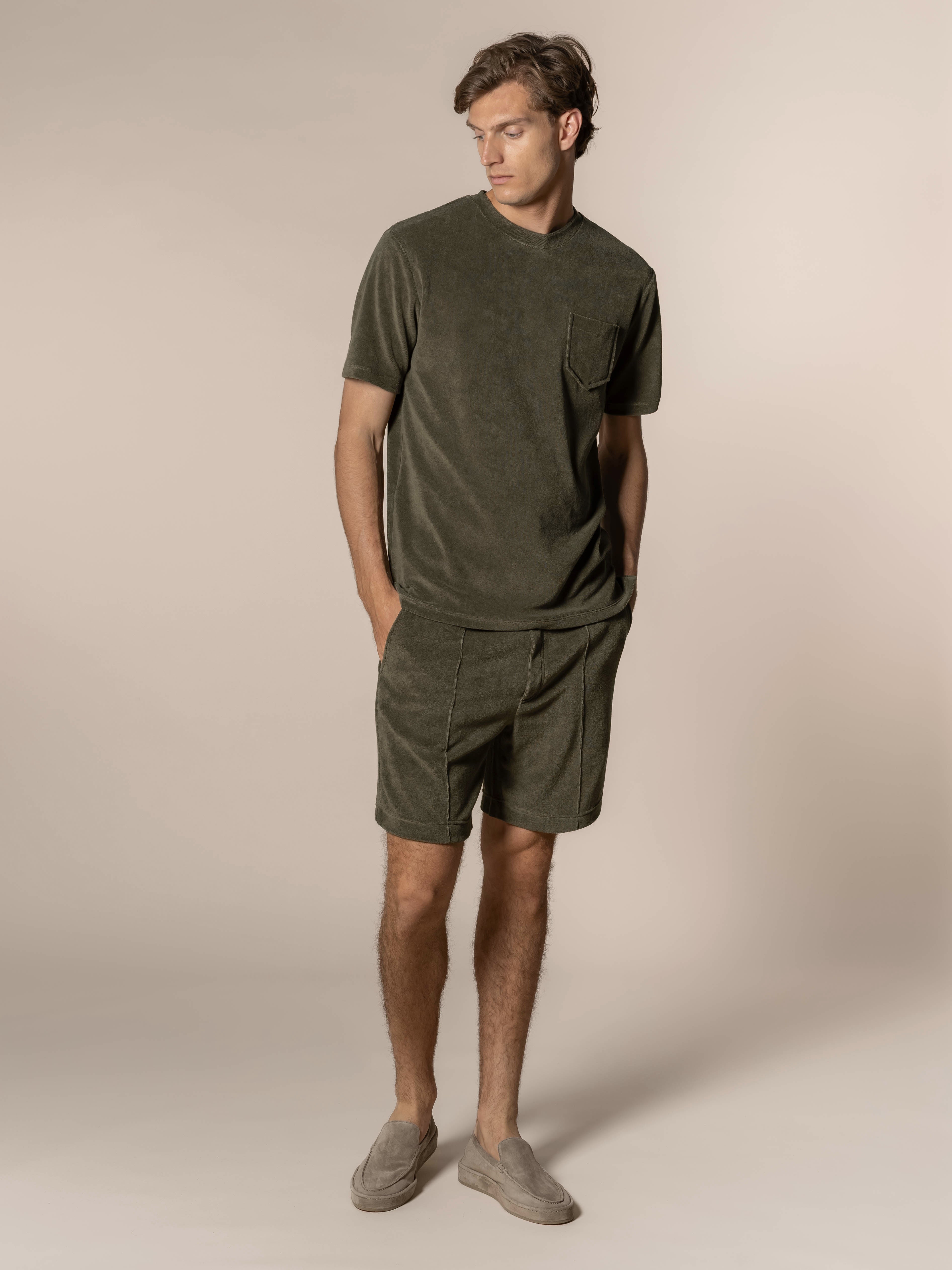 LeClub™ | Olive Terry Towelling Leisure Shorts