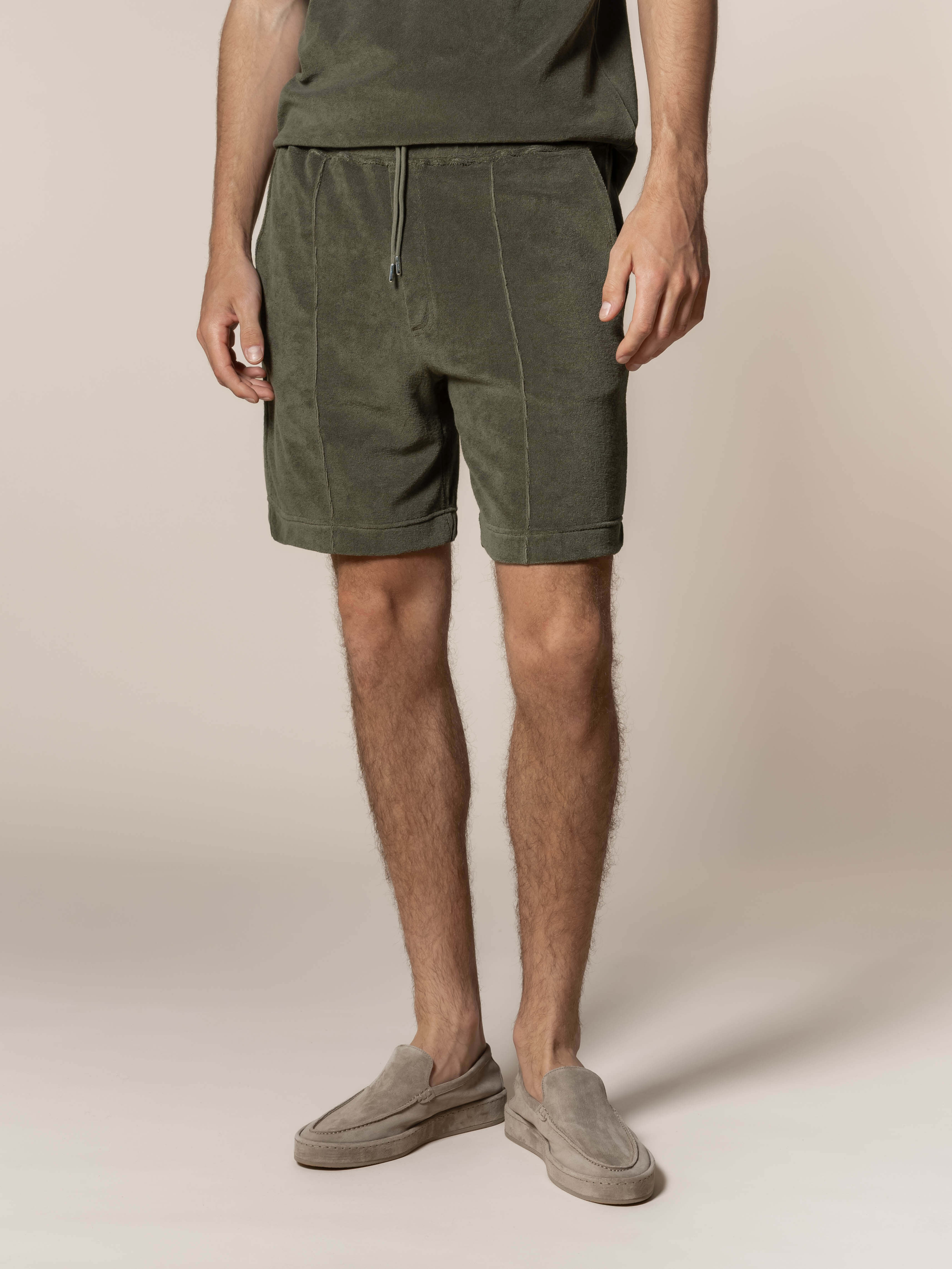 LeClub™ | Olive Terry Towelling Leisure Shorts