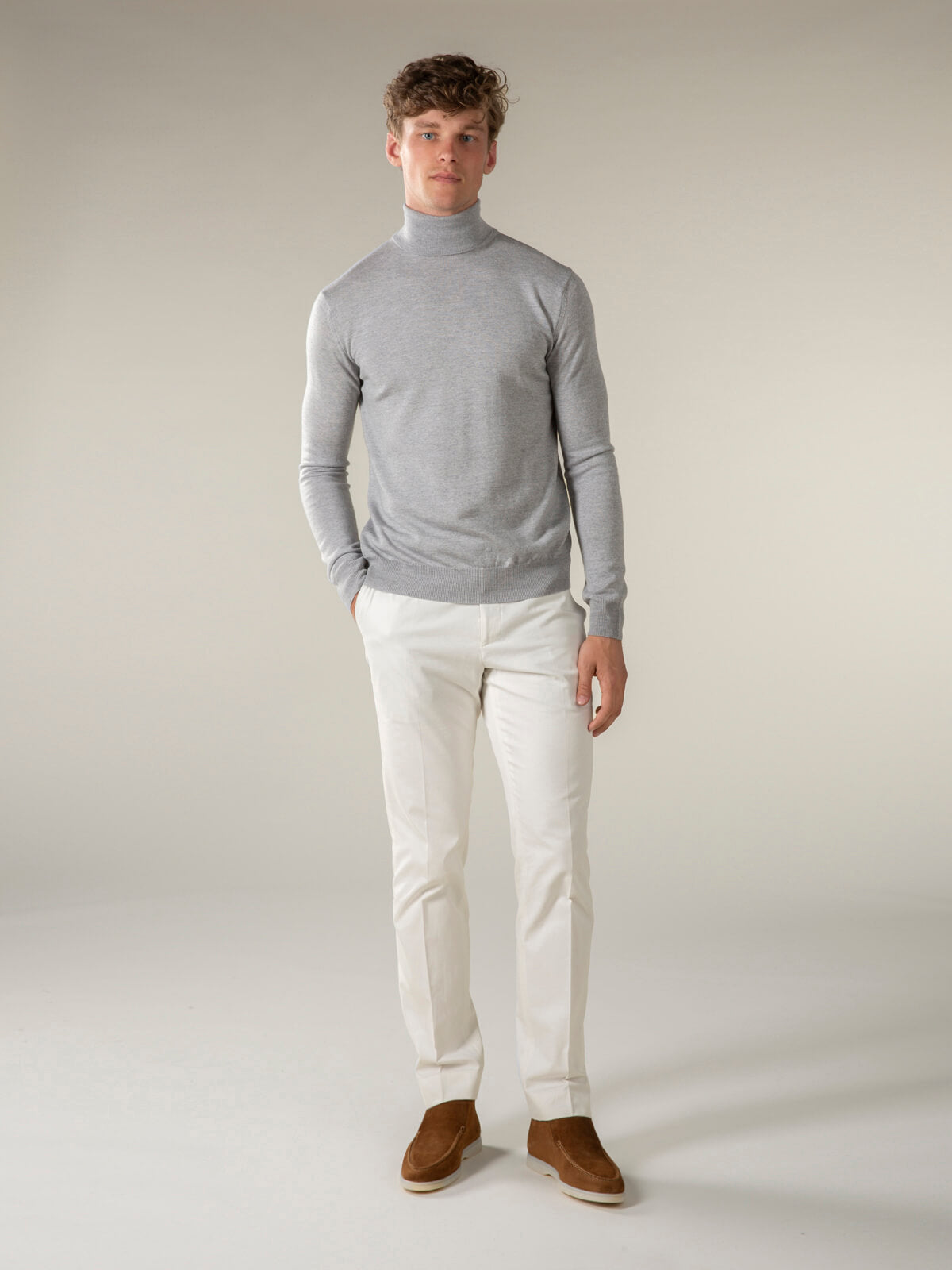 LeClub™ | Extrafine Merino Rollneck Light Grey