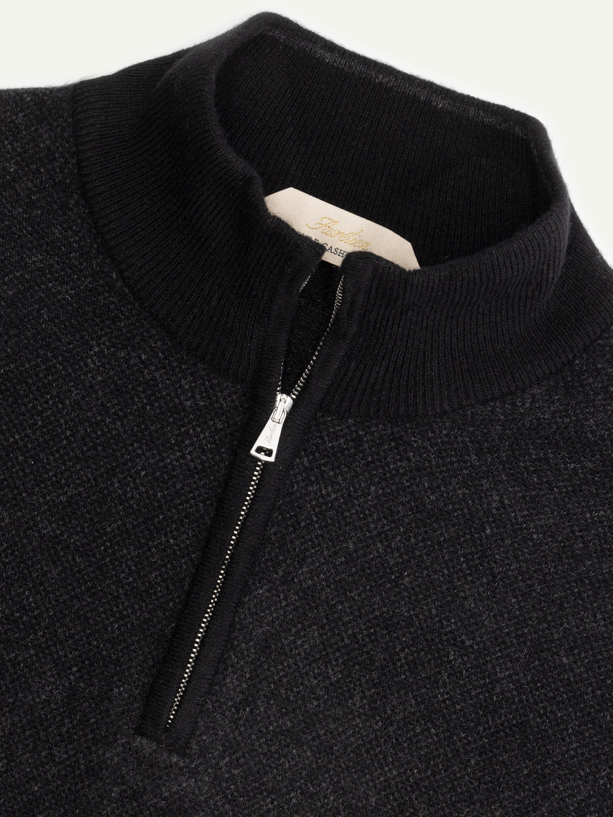 LeClub™ | Black Jacquard Zipper Sweater