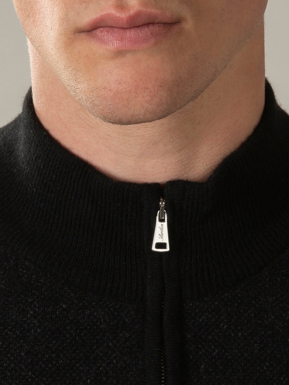 LeClub™ | Black Jacquard Zipper Sweater