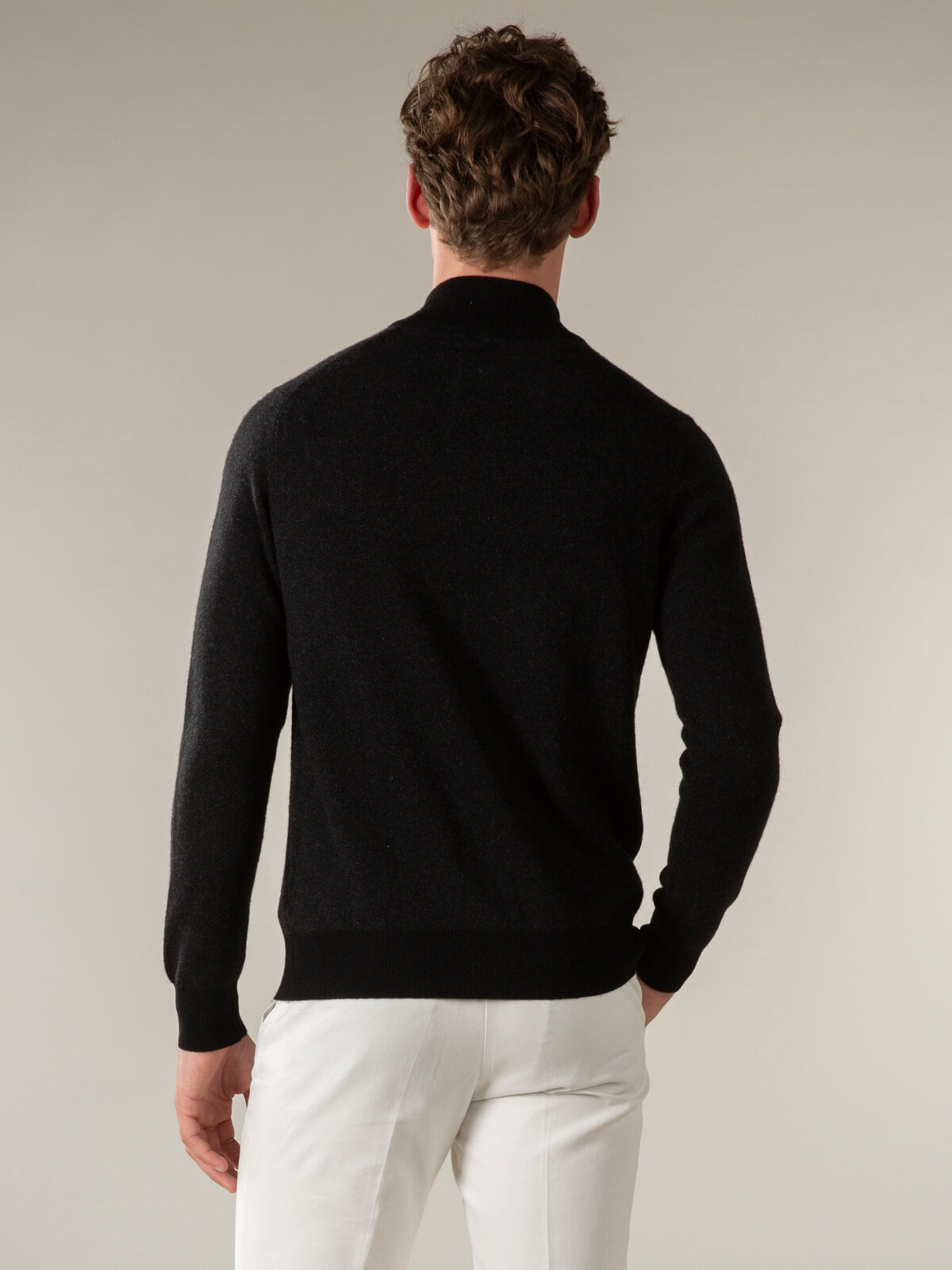 LeClub™ | Black Jacquard Zipper Sweater