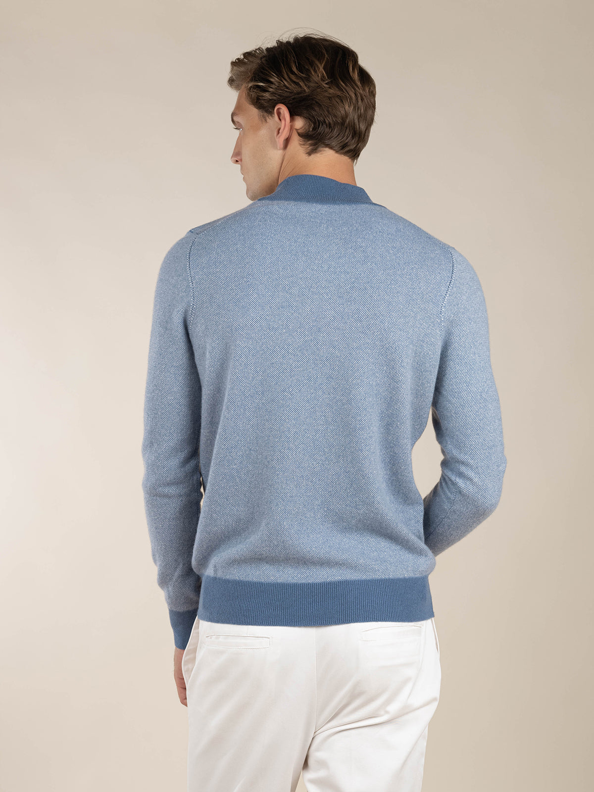 LeClub™ | Steel Blue Jacquard Zipper Sweater