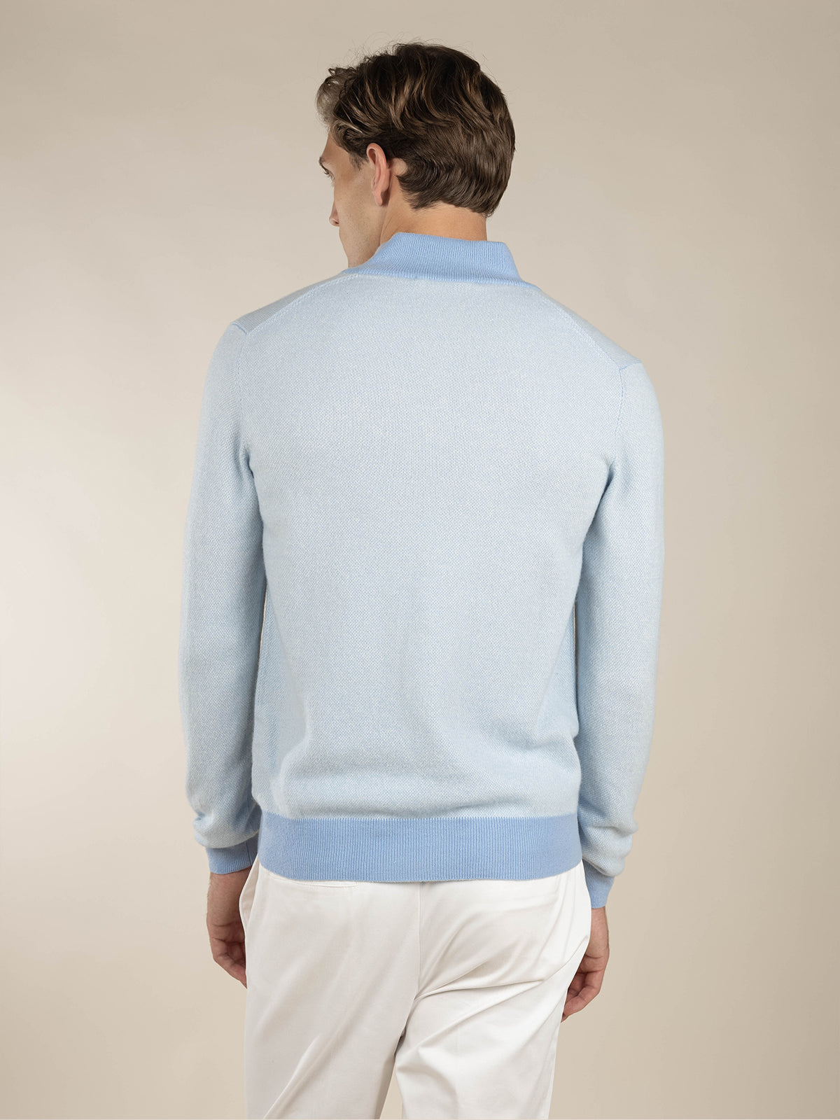 LeClub™ | Light Blue Jacquard Zipper Sweater