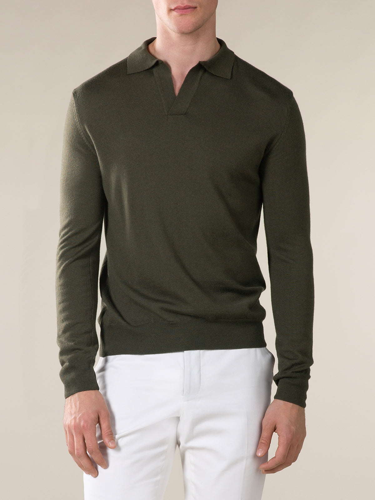 LeClub™ | Extrafine Merino Buttonless Polo Olive