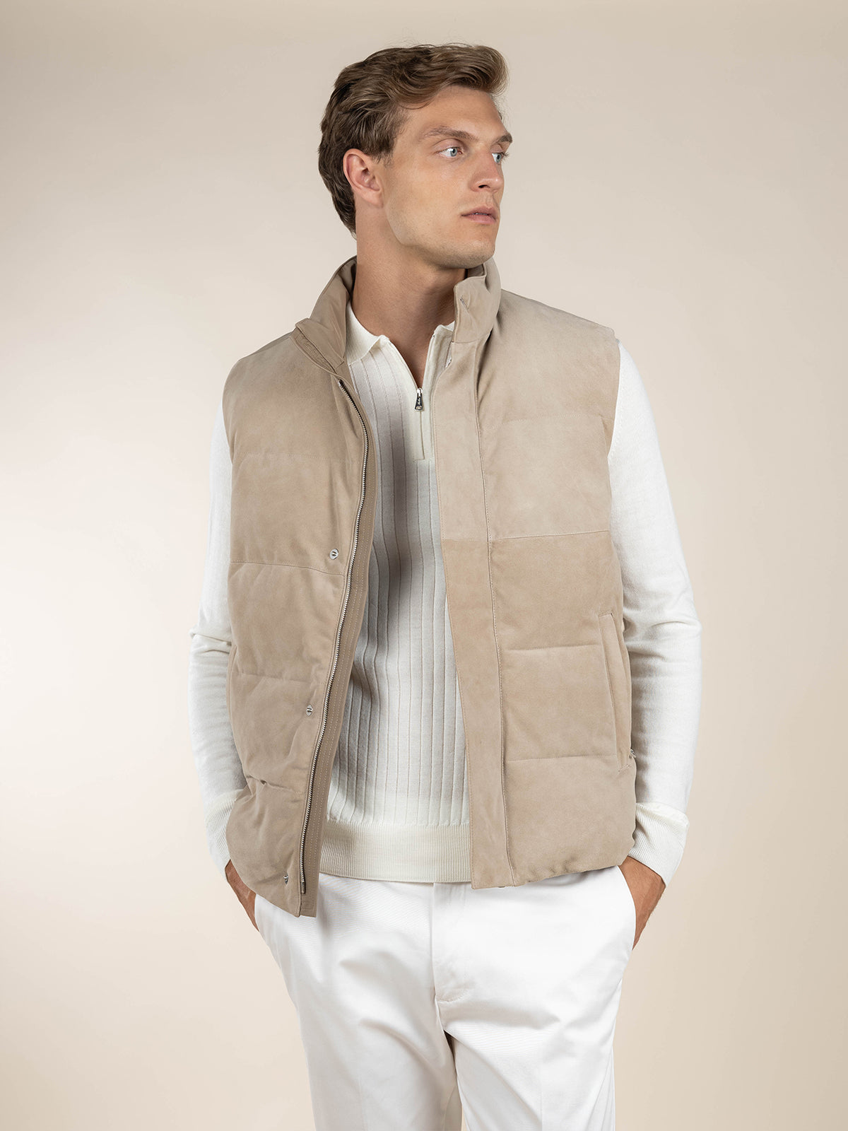 LeClub™ | Light Beige Suede AUR1 Body Warmer