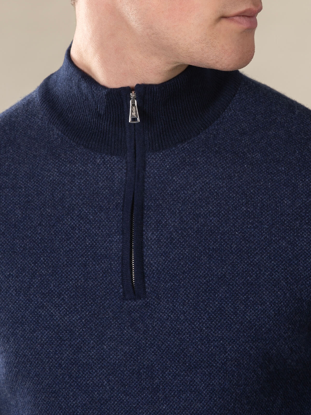 LeClub™ | Navy Jacquard Zipper Sweater