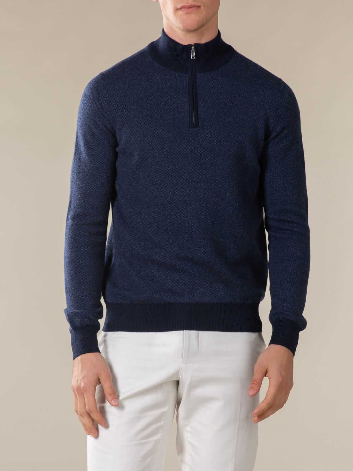 LeClub™ | Navy Jacquard Zipper Sweater